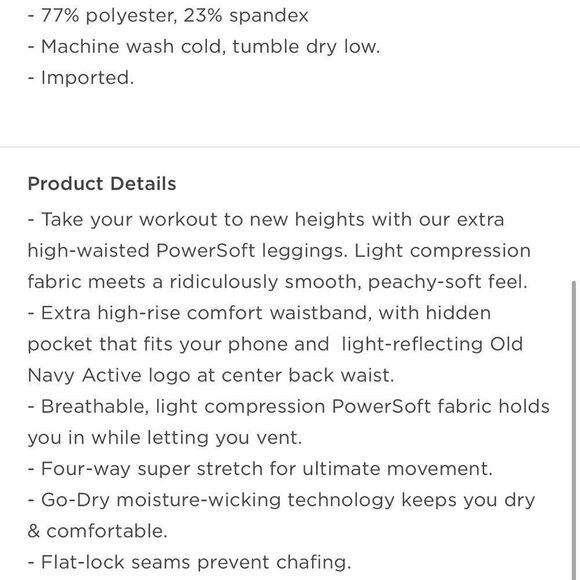 Old Navy Extra High Waisted Powersoft Hidden Pocket Leggings - Picture 6 of 11